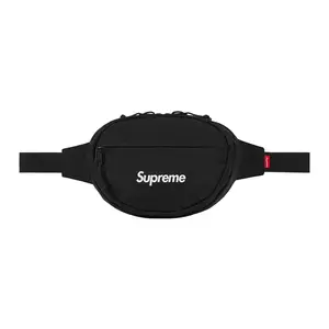 Supreme FW18 Logo Fabric Crossbody Bag For Men And Women In Black