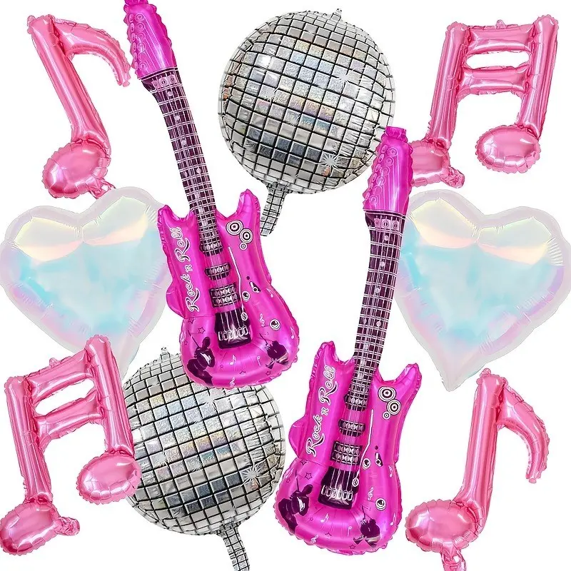 10 Music Balloons, Aluminum K-Pop Note Balloons, Rainbow Disco Guitar Balloons, Party Decorations, Concert Theme Party Decorations