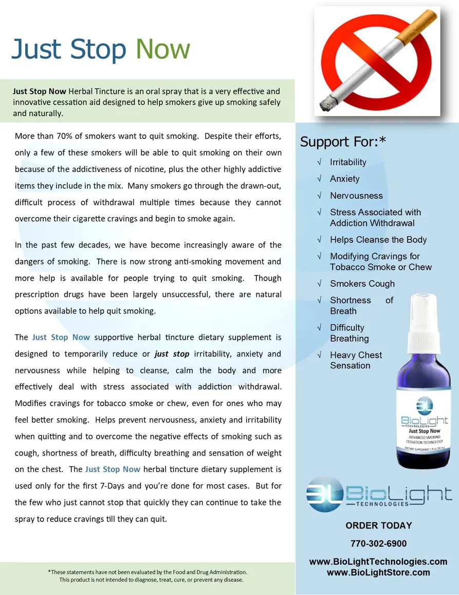 Biolight Just Stop Now Stop Smoking supplement Healthcare herbal dietary  Vitamin Natural
