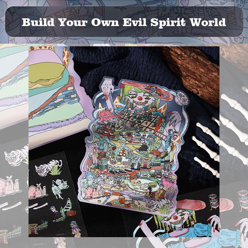 Dark Carnival Series – 3D Scene Sticker Kit,DIY Surreal Diorama for Room Decor & Display,Dark Fantasy Gift for Alt & Horror Aesthetic Lovers,PET Sticker Set