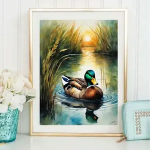 DIY 5D Diamond Arts Colorful Painting Kit, Duck Pattern Diamond Arts Colorful Painting without Frame, Handmade Art Crafts for Home Decor, Diamond Painting Kits