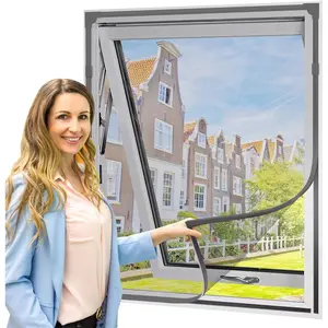 Adjustable  Window Screen Replacement - Customizable 71" x 44" DIY Fiberglass Grey Mesh with Grey Frame,  Fit for House Windows, Durable  Screens for Fresh Air Ventilation