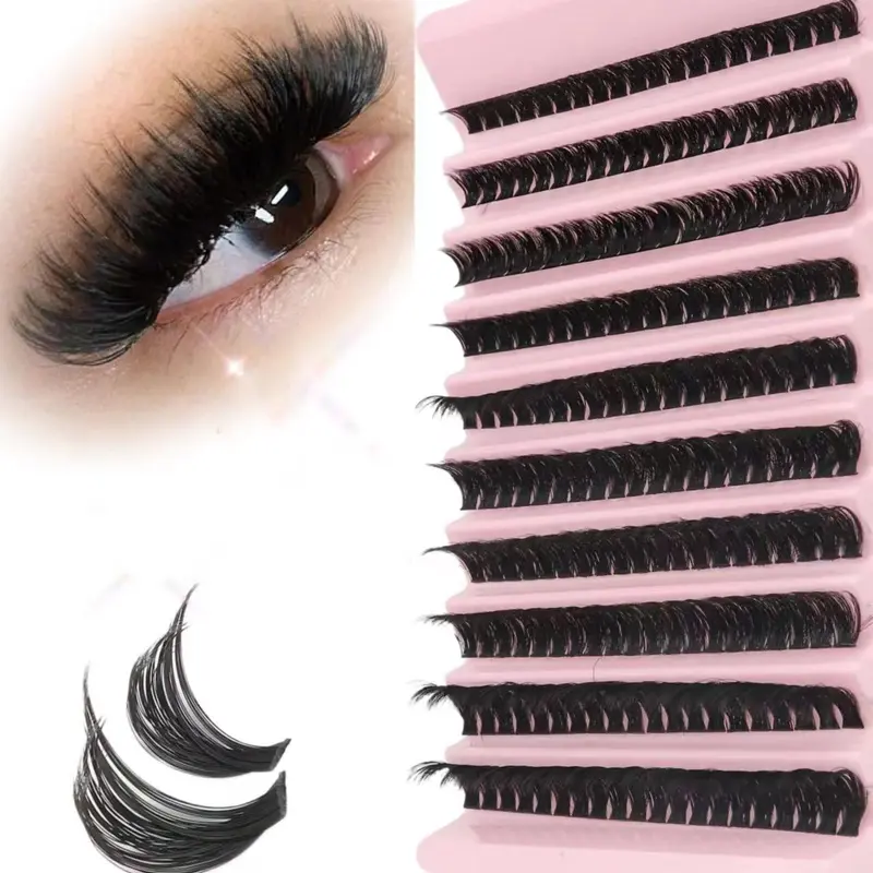 D Curl Mixed Length False Eyelashes, Wispy Curling Faux Cluster Lashes for Lashes Extensions, Volumized False Eyelashes for Women & Girls Eye Makeup Enhancement, Mega Volume Lashes, Fluffy False Eyelashes, Volume Focused Lashes