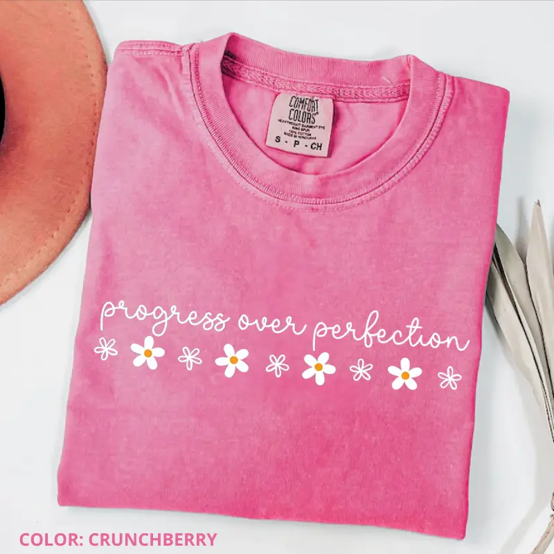 Comfort Colors Progress Over Perfection T-Shirt Inspirational Teacher TShirt, Teacher Team TShirt , Back to School, Teacher Appreciation Gift