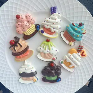 8-piece set Handmade Cupcake Refrigerator Magnets Cute Dessert Fridge Magnets for Kitchen Decor