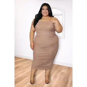 Plus Size Strapless Midi Dress – Nude Grace | Divas Fashion Boutique