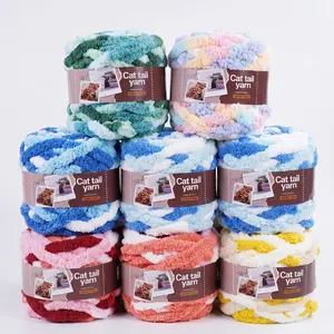 4 Pcs Super Thick Cat Tail Yarn Set. Each 4-pack comes in large size with a high weight of 28.34 ounces. This premium chunky cat tail yarn is ultra soft and fluffy, perfect for hand knitting lovers.
