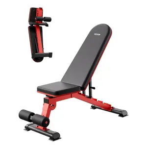 summervibes VEVOR 1200lbs Heavy-Duty Stable Weight Bench, Adjustable Quick-Folding Flat Bench Press for Full-Body Workout, At Home Gym Equipment for Strength Training