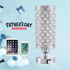 Yarra-Decor Crystal Bedside Table Lamp 3 Color Options Lamps for Bedroom Modern USB Nightstand Lamp with Crystal Shade Decorative Lamps for Living Room, Kids Room(LED Bulb Included) Lighting Home room stuff Christmas gifts Father's Day gift Grateful tikto