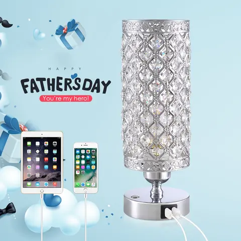 Yarra-Decor Crystal Bedside Table Lamp 3 Color Options Lamps for Bedroom Modern USB Nightstand Lamp with Crystal Shade Decorative Lamps for Living Room, Kids Room(LED Bulb Included) Lighting Home room stuff Christmas gifts Father's Day gift Grateful tikto