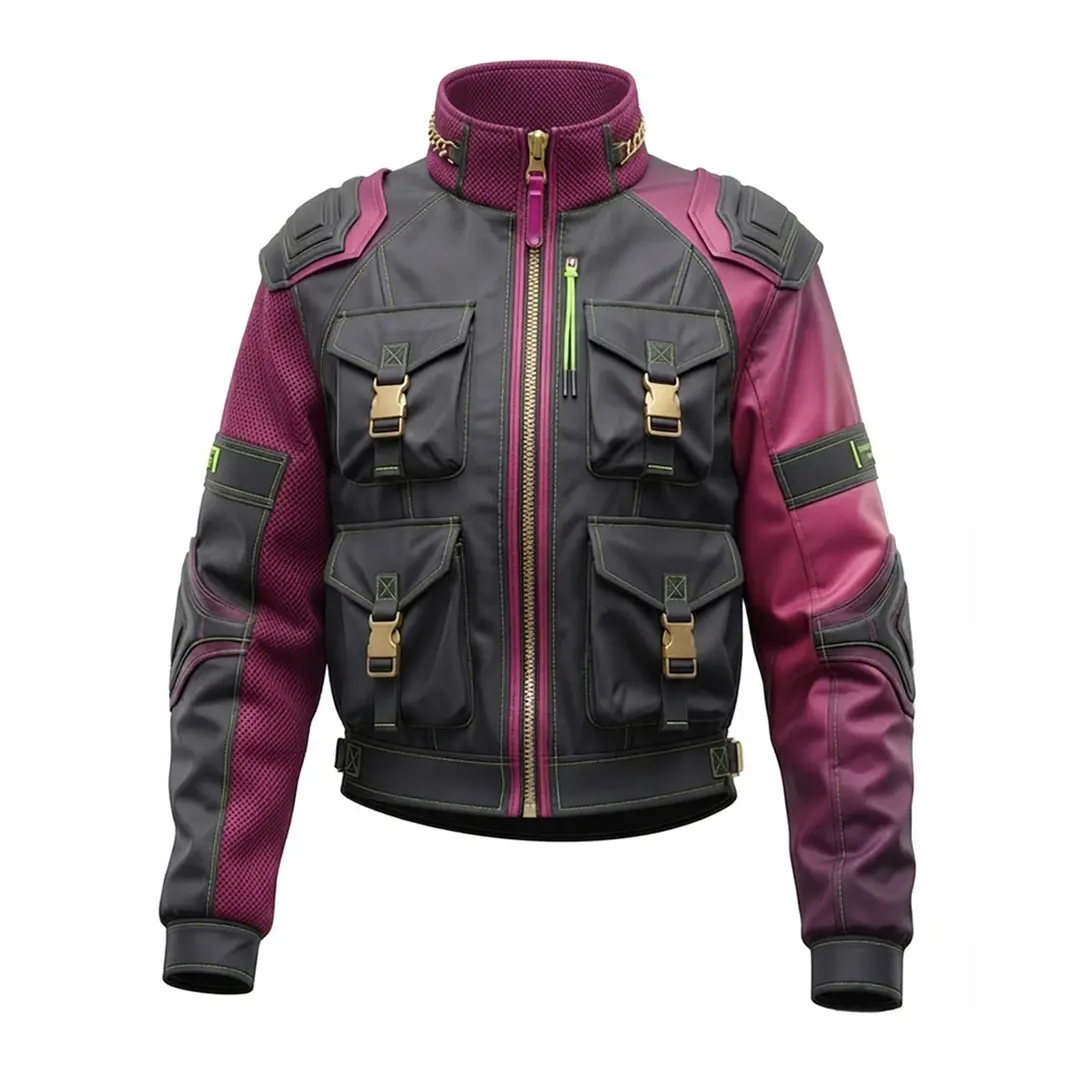 Men's Tactical Leather Jacket with Multiple Utility Pockets, Adjustable Straps, Stand Collar, Zipper Front, and Stylish Military-Inspired Design