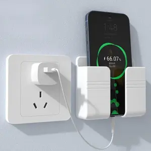 Wall Mount Cell Phone Holder White/Black Punch Free Wall Mobile Phones Charging Stand Lazy Sticky Remote Control Storage Box