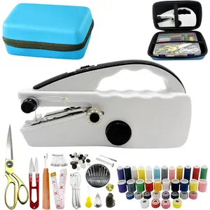 Heavy Duty Handheld Sewing Machine with 110 count Sewing Kit & Blue Leather Case, Mini Portable Hand Held Sewing Machine for Adults and Beginners, for Mending Clothes, DIY Projects, at  or  the Go