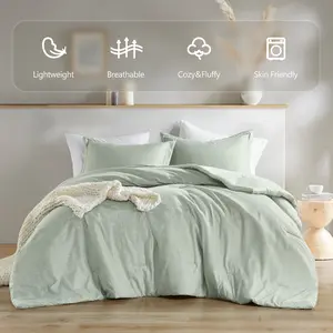 3 Pieces Ultra-Soft Boho Comforter Set, Machine Washable, with Pillowcases & Shams,  Breathable,Lightweight, Camden