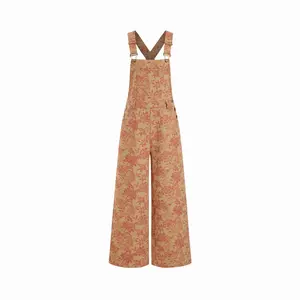 Cider 100% Cotton Floral Jacquard Straight Leg Jumpsuit