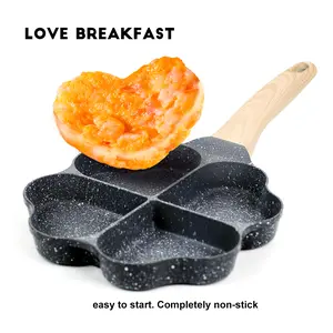 ABKOK Petal Shape Nonstick Frying Pan with Handle, 4 Cup Capacity, Heat Resistant Handle, Suitable for All Cooktops, Ideal for Frying Burgers, Eggs, Pancakes, Kitchenware for Home Use