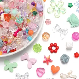 150 count Cute Assorted Beads  Mix Random Style Flower Butterfly Candy  Kawaii Beads for  Making Bracelet Necklaces(Mix Colors)