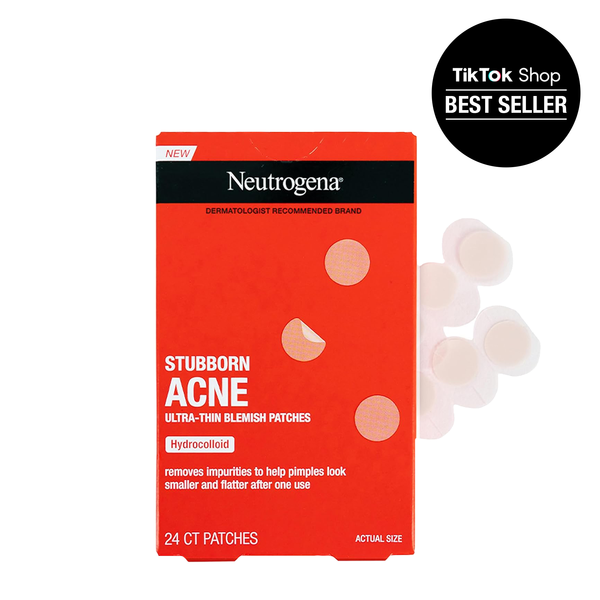 Neutrogena Stubborn Acne Ultra-Thin Blemish Patches Pack with Hydrocolloid Skincare 24 Count Dermatologist Recommended for Clearer Skin