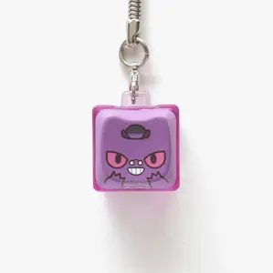 MAO Gengarious Clicky Keychain - Purple Housing, Blue Gateron Switch, MAO Profile Keycap, Bonus Tail Charm, Acrylic Material, Cat-Shaped Design, Unassembled for Customization