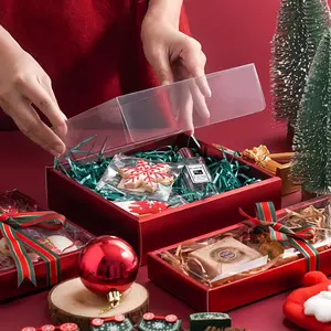 10pcs Premium Christmas Cookie Gift Boxes with Clear Lids - Versatile Paper Packaging for Handmade Soaps, Pastries, Wedding Favors, and Holiday Gifts