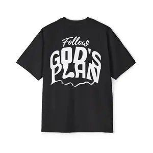 God Plan Oversized Tee for Women Top Wear Follow God's Plan Bold Design Black T-Shirt - Womenswear