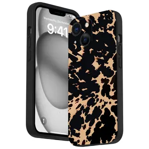 Straight Edge Vintage Amber Pattern Phone Case for iPhone 16 15 14 Pro Max 13 12 11 XR XS Plus Shockproof Non Slip Military-Grade Protective Silicone Cover Cellphone Protective