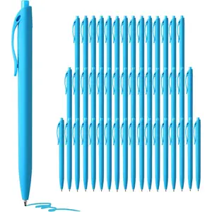 Pens Bulk, 50 Pack No Bleed Sky Blue Click Pen, Wholesale Retractable Ballpoint Pens, Pens Medium Point, Smooth Ink Pen, 1.0MM Sky Blue Ink