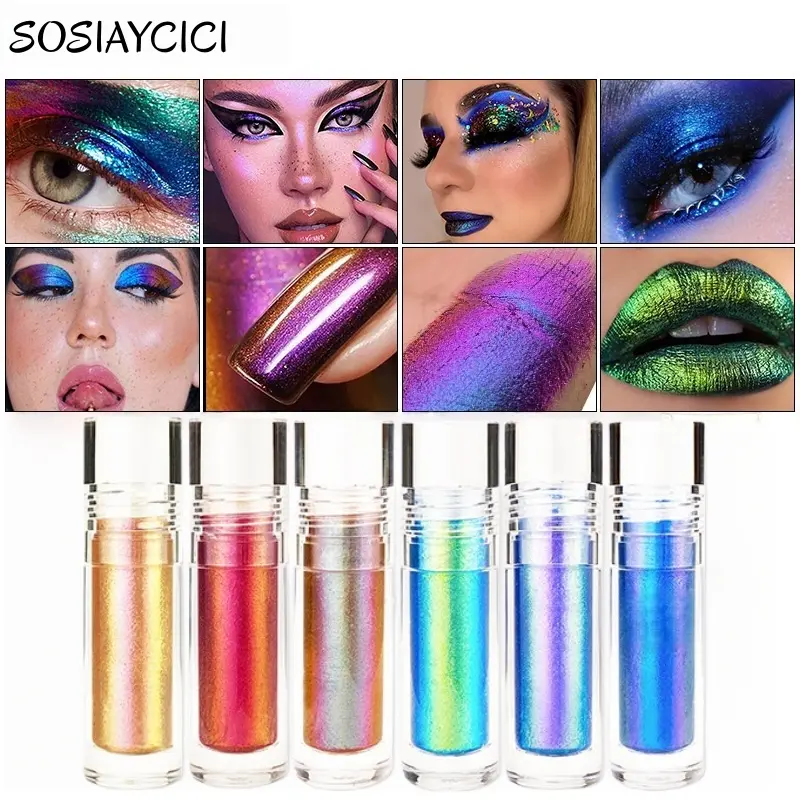 SOSIAYCICI Metallic Liquid Chameleon Eyeshadow Cosmetic, Multi-Dimensional Multichrome Holographic Glitter, Long-Lasting Single Item Makeup for Bold Eye Looks