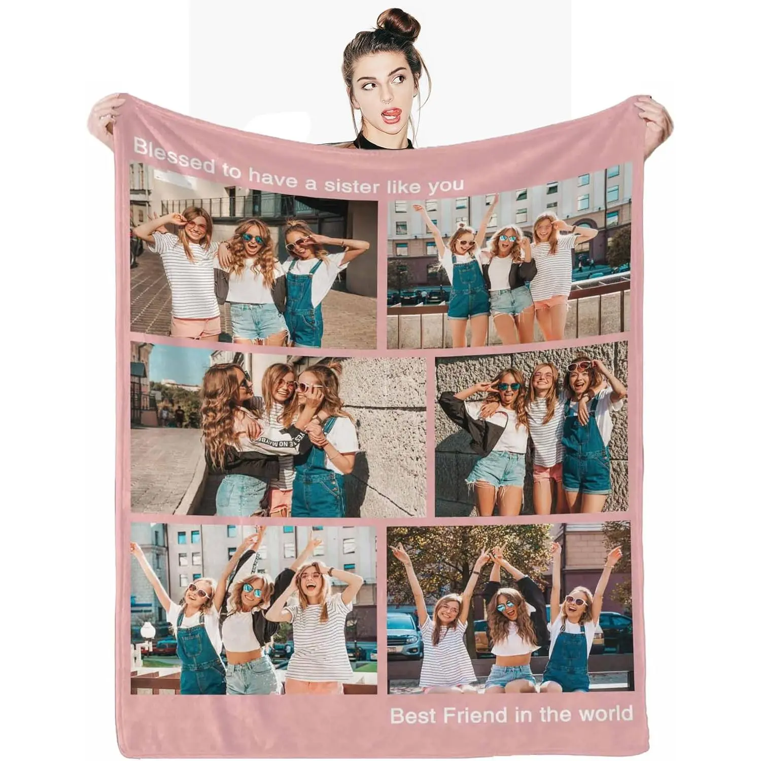 Costume Blanket with Pictures, 6 Photos Customized Blanket Personalized Photo Blanket for Valentines,Boyfriend,Dad,Mom,Friends,New Year,Birthday