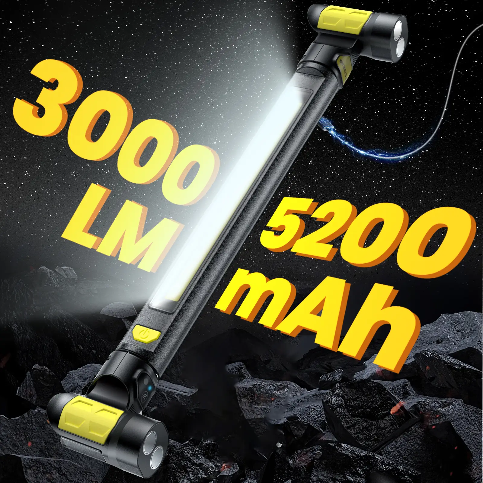 【 High Lumens】Etoolab 3000LM LED Work Light, 5200mAh Portable Magnetic Rechargeable Cordless, Auto-On/Off, Ideal for Mechanic/Car Repairing & Garage U