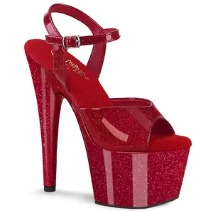 Women's 7-Inch Glitter Platform High Heels - ADORE-709GP Ruby Red, Classy Elegant Fashion Footwear
