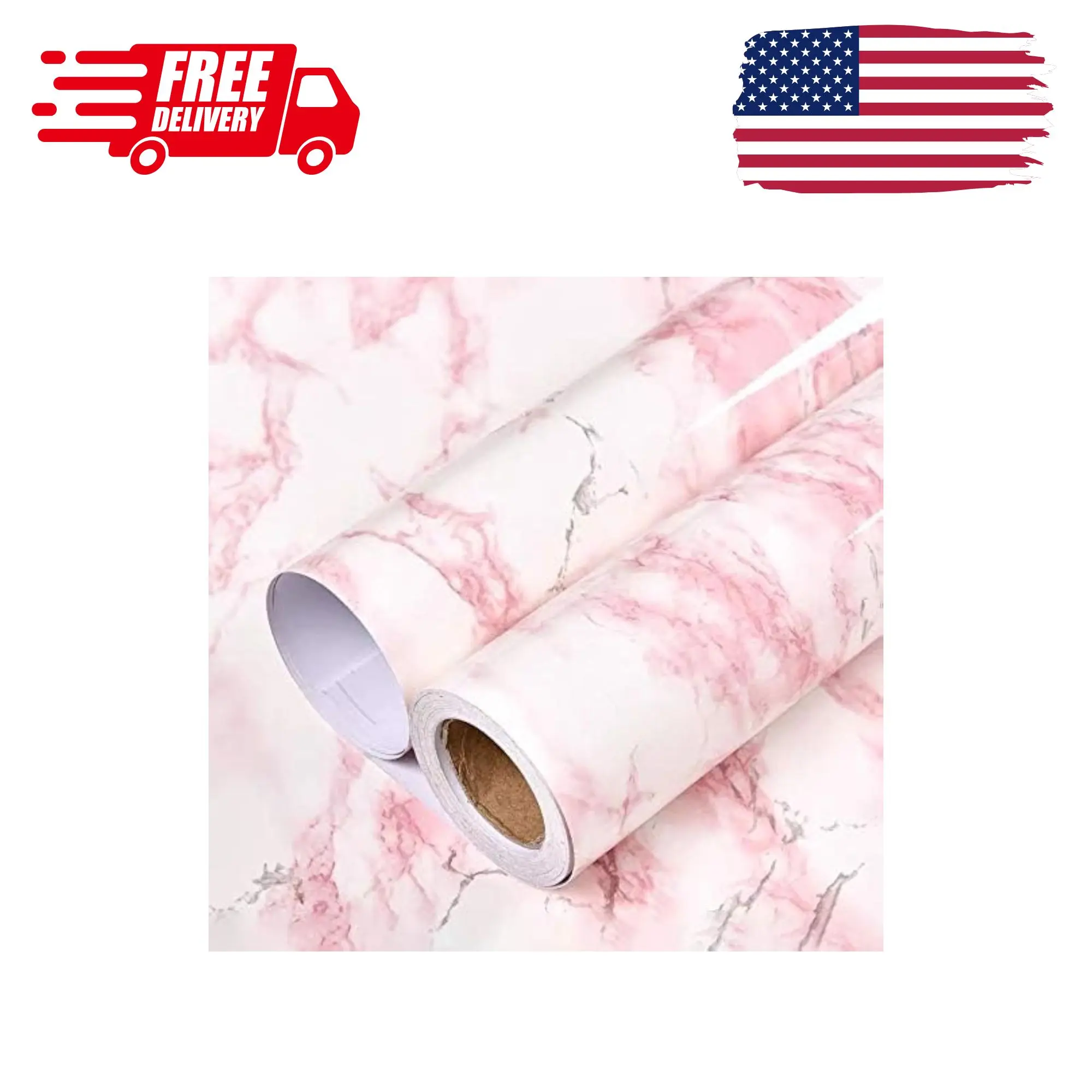 Glossy White/Pink Marble Contact Paper for Countertop Granite Wallpaper 15.8"×78.7"