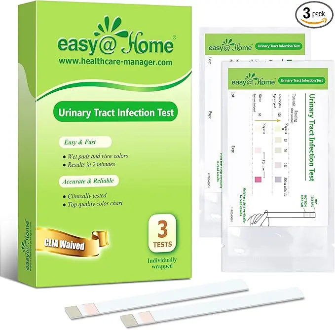 Easy@Home Urinary Tract Infection Tests, UTI Test Strips for Women | 3/5/10/25 Count Options, Reliable Results, Quick Urinalysis for Bladder Infections Test