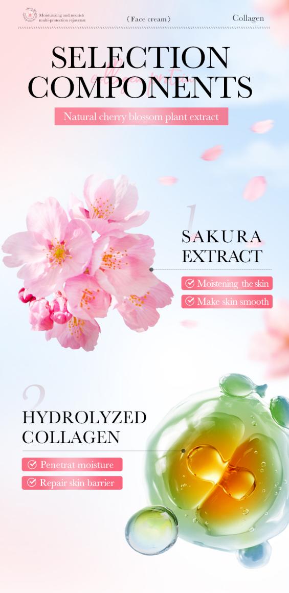 Cherry Blossom Collagen Face Cream – Moisturizes Firms & Plumps Skin for Radiant Complexion Daily Use - Facial