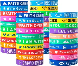 Bracelets Rubber Verse Bracelets Inspirational  Wristbands Colored  Quote Rubber Wristbands for Women Men Teen Gifts, 20 Styles
