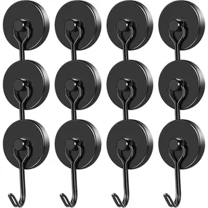 12 Pack 120Lbs Neodymium Black Swivel for Rust Magnets with Hook Hanger for