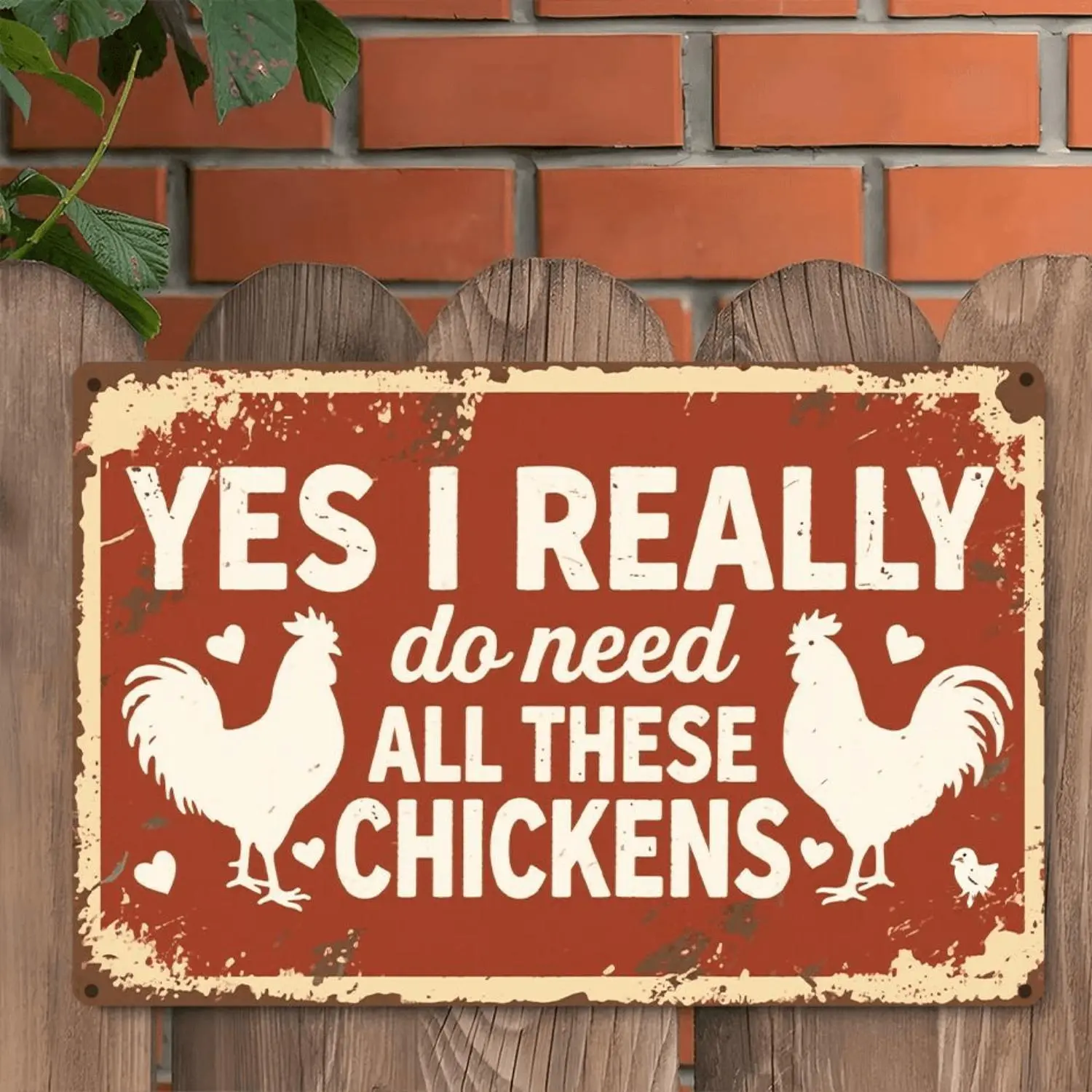 1pc Rustic Rooster Sign - Yes, I Really Do Need All These Chickens - Vintage Farmhouse Wall Art with Heart Accents, 8 X 12 Inches, Perfect for Home, Coop, or Garden Decor, Chicken Coop Accessories