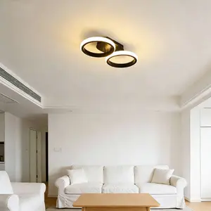 Modern double round LED ceiling light, aluminum+silicone 34.5cm ceiling light white warm light ceiling light suitable for dining rooms, living rooms, spotlights, home lighting essential items