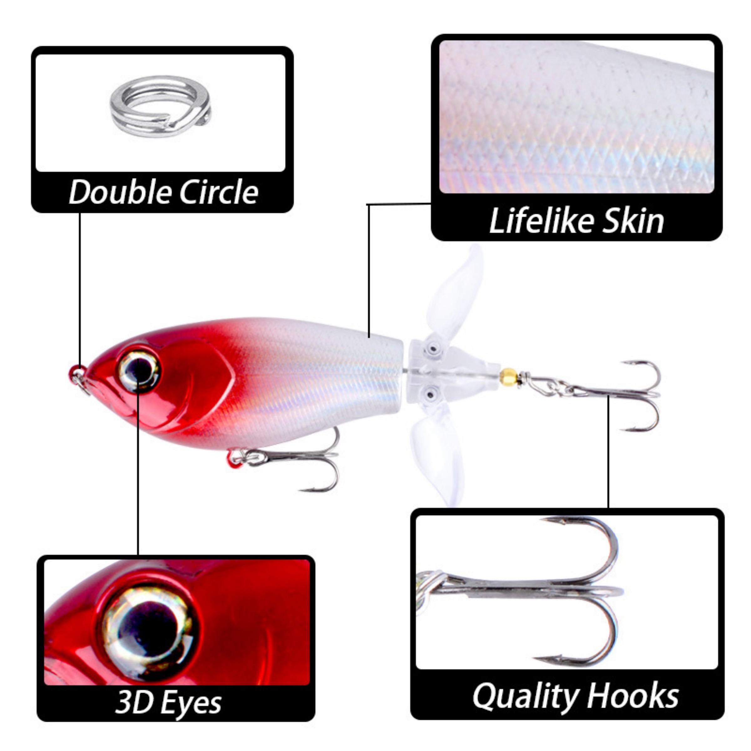 Top Water Fishing Lures with Hooks Double-Blade Design for Bass Catfish Pike Floating Lures Surface Wobble PoPobait Bass Baits Fishing Gifts for Men