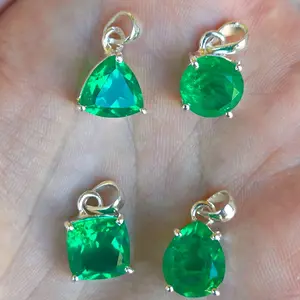 Color Treated Emerald Sterling Silver Pendants