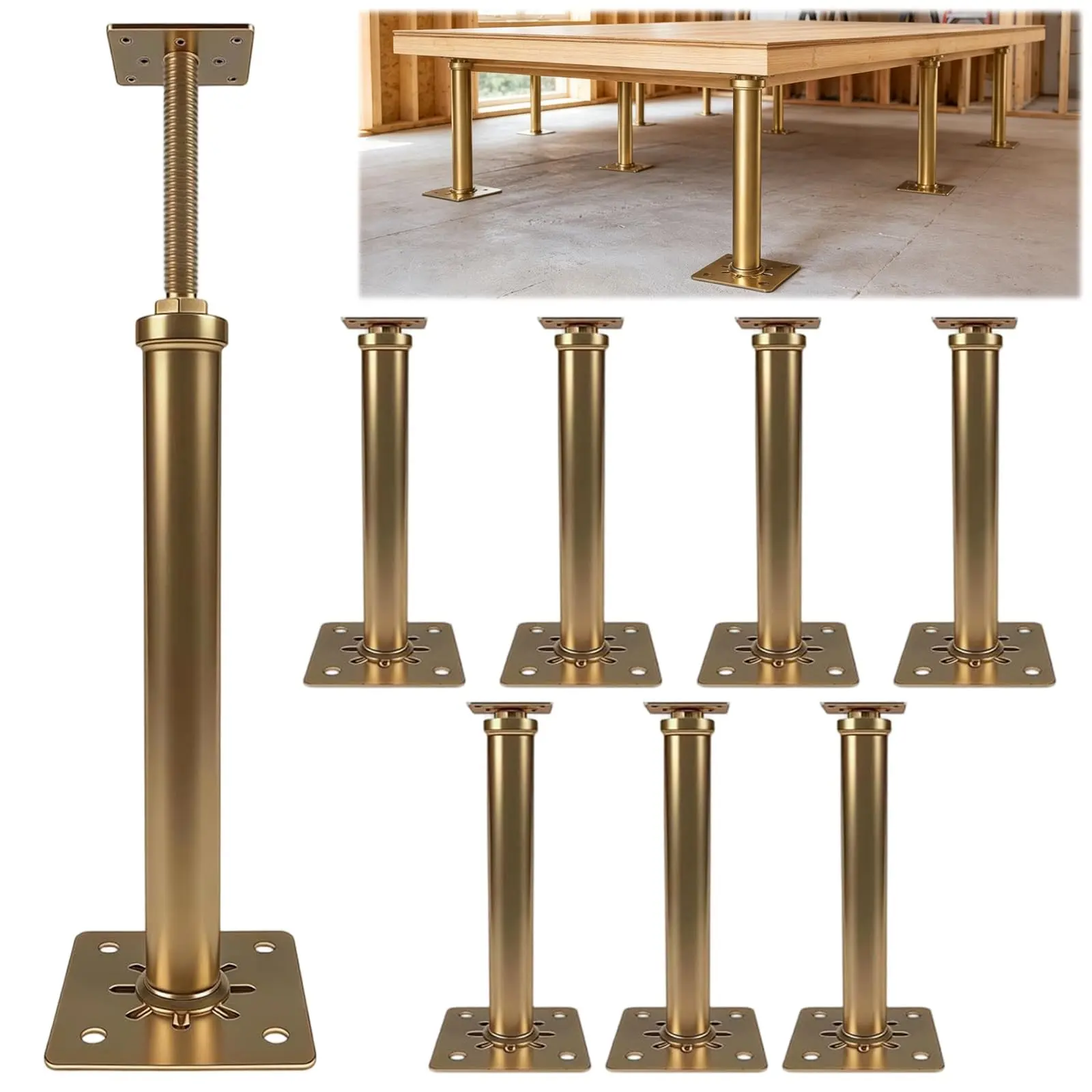8 PCS House Floor Jacks for Leveling, 11.6" to 16" Adjustable Height  House Jacks for Leveling, Floor Leveling Support, Screw Jack Post for Home Leveling, Basement, Porches, Roof Beams and Decks