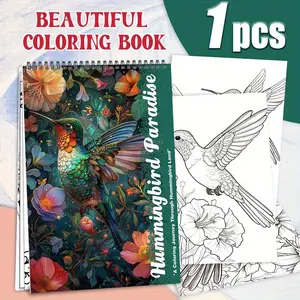 Hummingbird Theme Coloring Book with 24 Pages and Thick A4 Paper, 11.22 X 8.26 Inches, perfect gift for New Year, birthdays, Christmas, Valentine's Day, and other holiday parties.