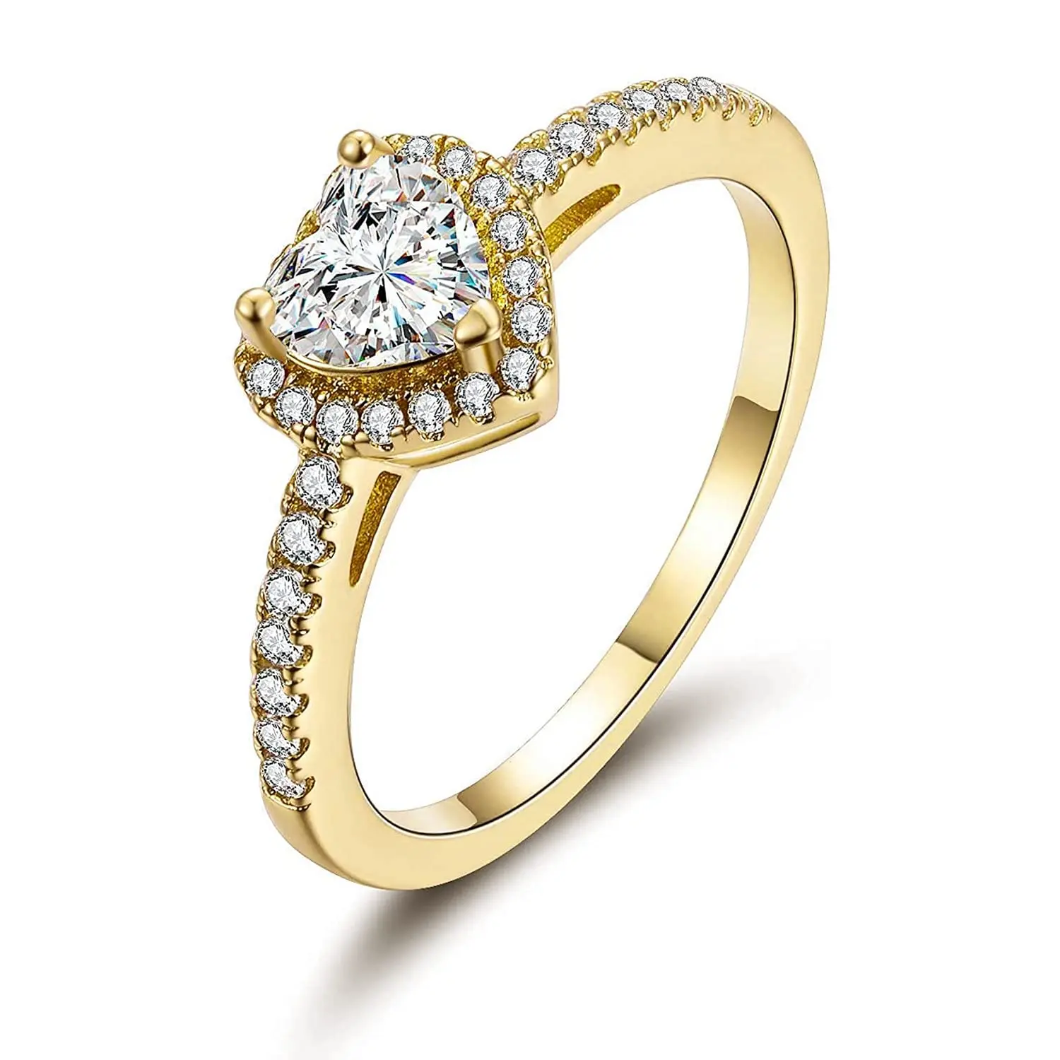 MDFUN 1CT Heart Cut  Cubic Zirconia Wedding Engagement Rings Eternity Bridal Band Halo Rings R-0632