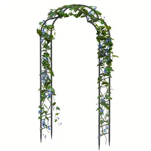 7.8FTBlack Metal Garden Arch with Sturdy Wide Base & Elegant Curved Design - 3.6ft Wide x 7.8ft High Outdoor Wedding Arch, Event Decoration, Climbing Plant Trellis for Roses, Vines, Ivy - Durable Metal Construction for Garden, Patio, Backyard Decor
