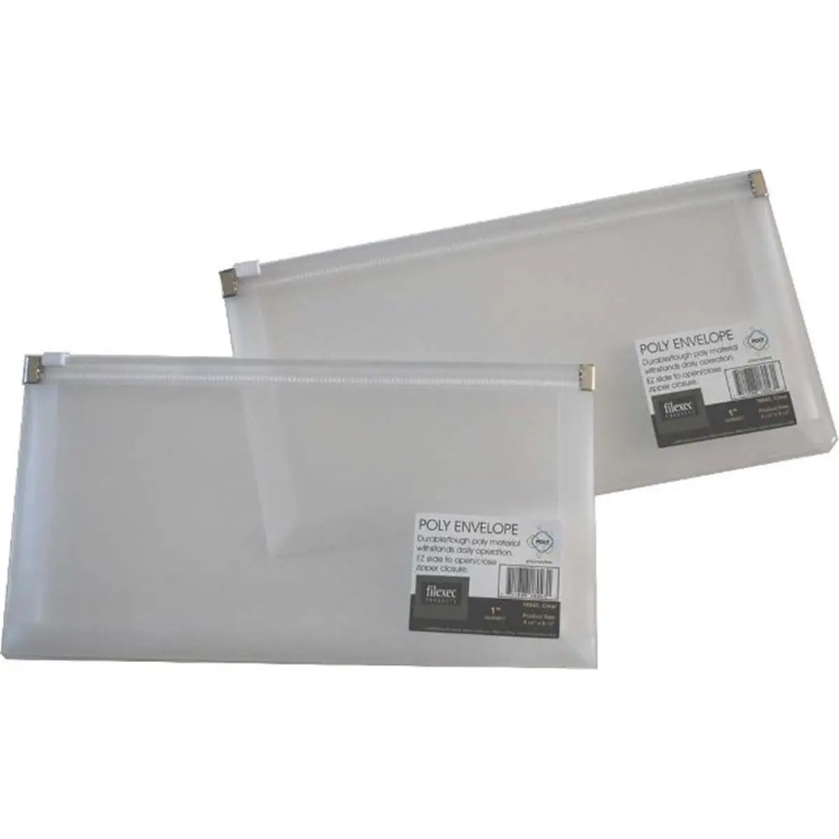 Filexec Side-Loading Zip Envelopes - 4.75x9.5 Office Accessories, 1in Expansion, Clear, Set of 12