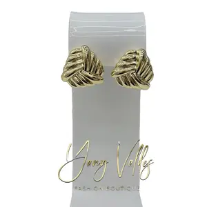 Gold Tone Knot Stud Earrings for Women – Chunky Elegant Design 23.2mm