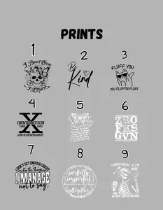 Screen Print Templates, Add on print for apparel (not for individuak sale add on only