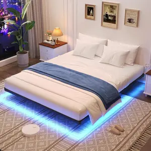 Floating Bed Frame Full Size, Full Bed Frame with  LED Lights, Heavy Duty Modern Metal Platform Bed No Box Spring Needed - Easy Assembly and Noise Free