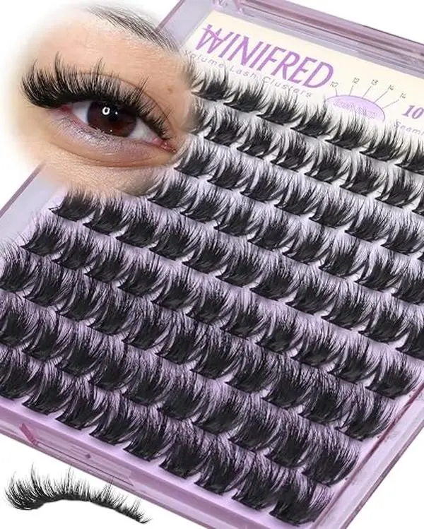 Fluffy Lash Clusters Wispy Eyelash Clusters Spiky Thick Lashes | D Curly Cluster Eyelash Extensions Short 10 12 13 14mm Cluster Lashes Individual Lashes Ultra Thin Band Lash Extensions