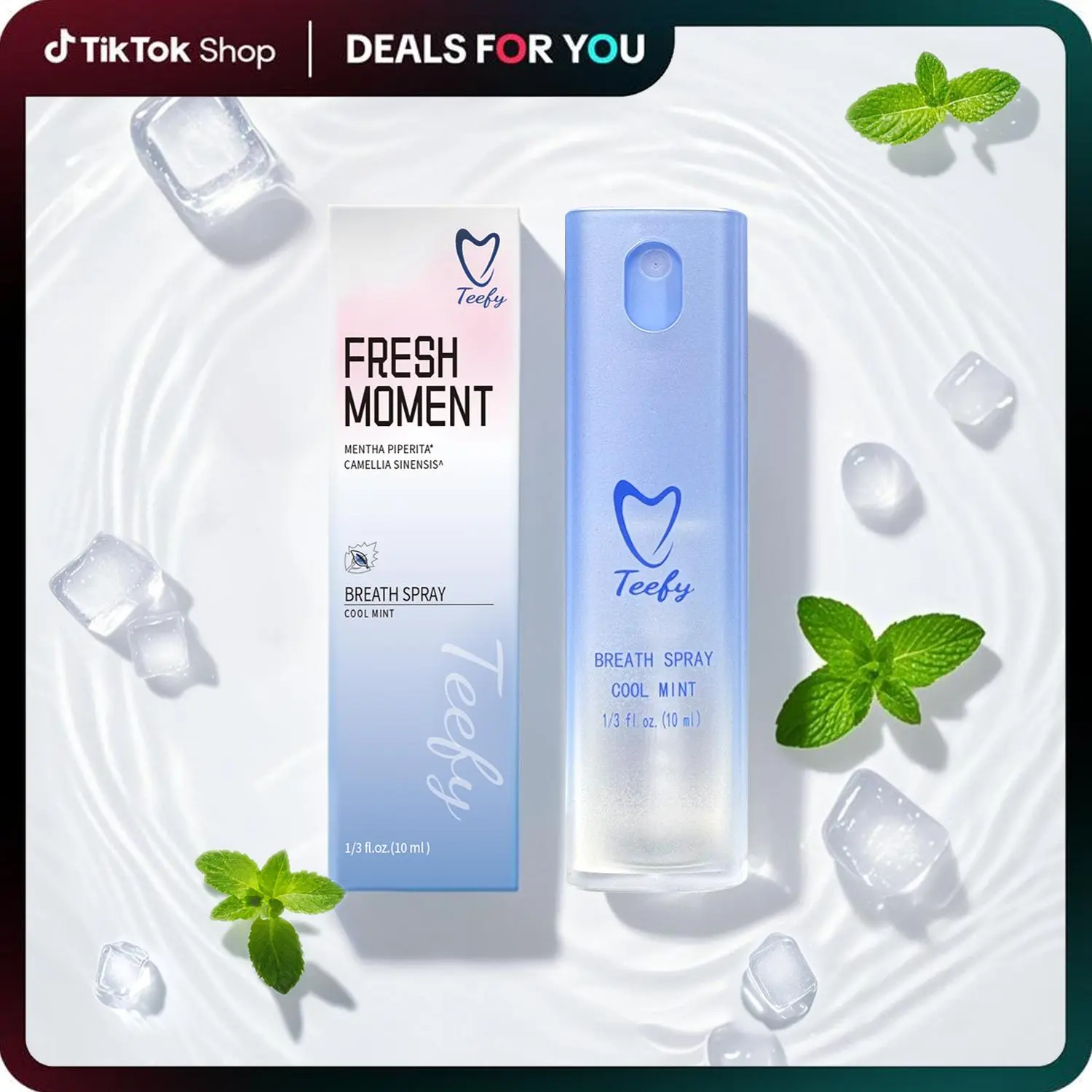 TEEFY Long Lasting Breath Spray for Bad Breath - 16 Hour Freshness, Garlic & Onion Odor Eliminator, Alcohol-Free Mouth Spray with Mint & Green Tea, Portable Fresh Breath Spray for Adults Oral Daily Gentle Peppermint